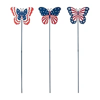 Glitzhome Metal Butterflies 4th of July Yard Art