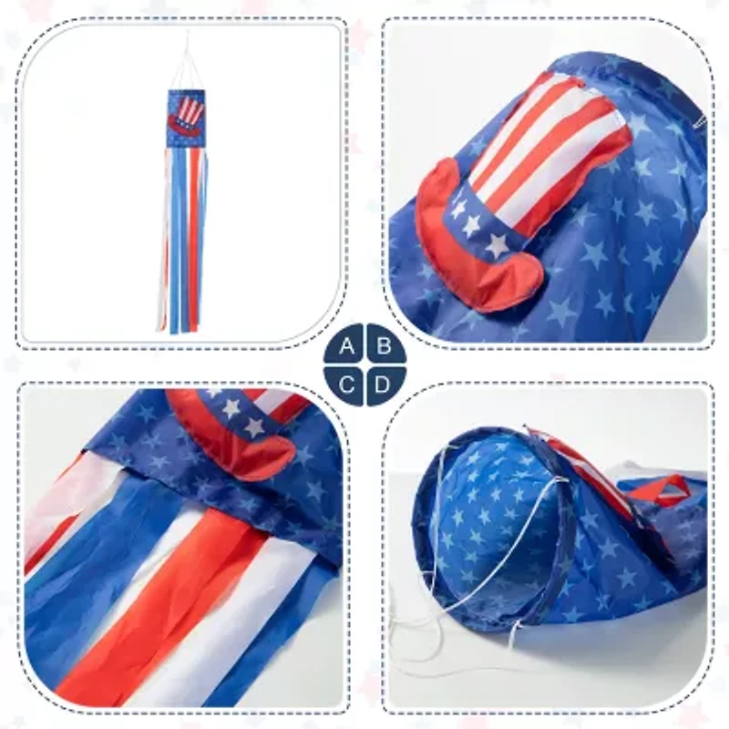 Glitzhome Hat Firecracker Windsocks 4th of July Yard Art