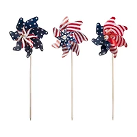 Glitzhome Flag Print Windmills 4th of July Yard Art