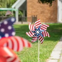 Glitzhome Flag Print Windmills 4th of July Yard Art