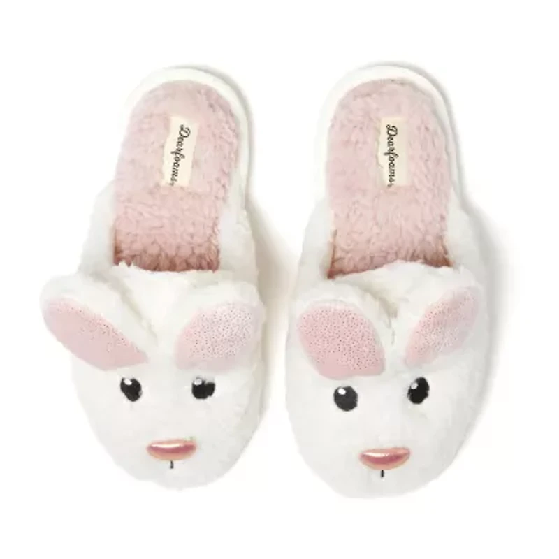 Dearfoams Bunny Novelty Scuff Womens Memory Foam Slip-On Slippers