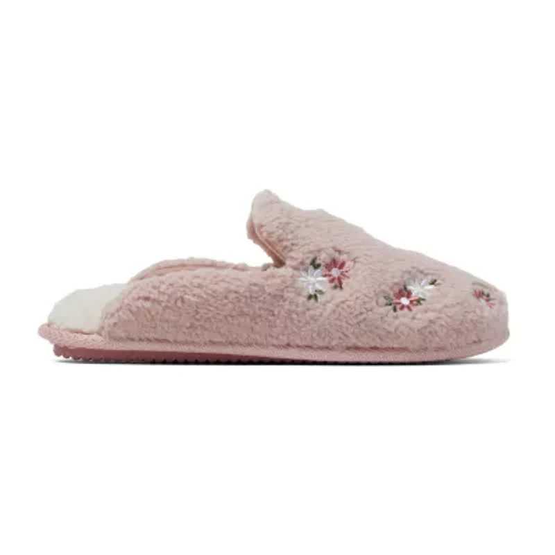 Dearfoams Teddy Tab Scuff Womens Memory Foam Slip-On Slippers