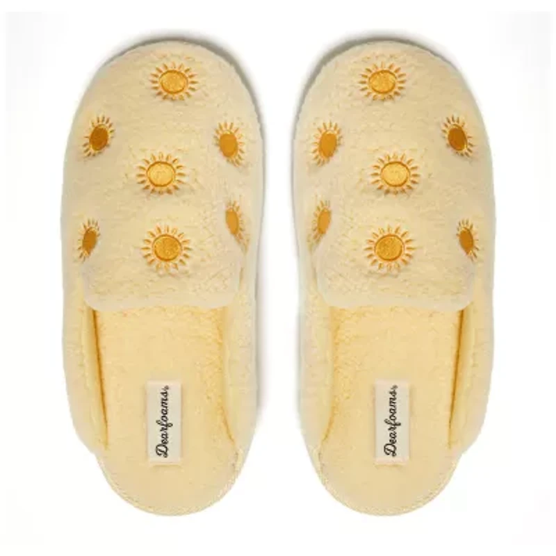 Dearfoams Teddy Tab Scuff Womens Memory Foam Slip-On Slippers