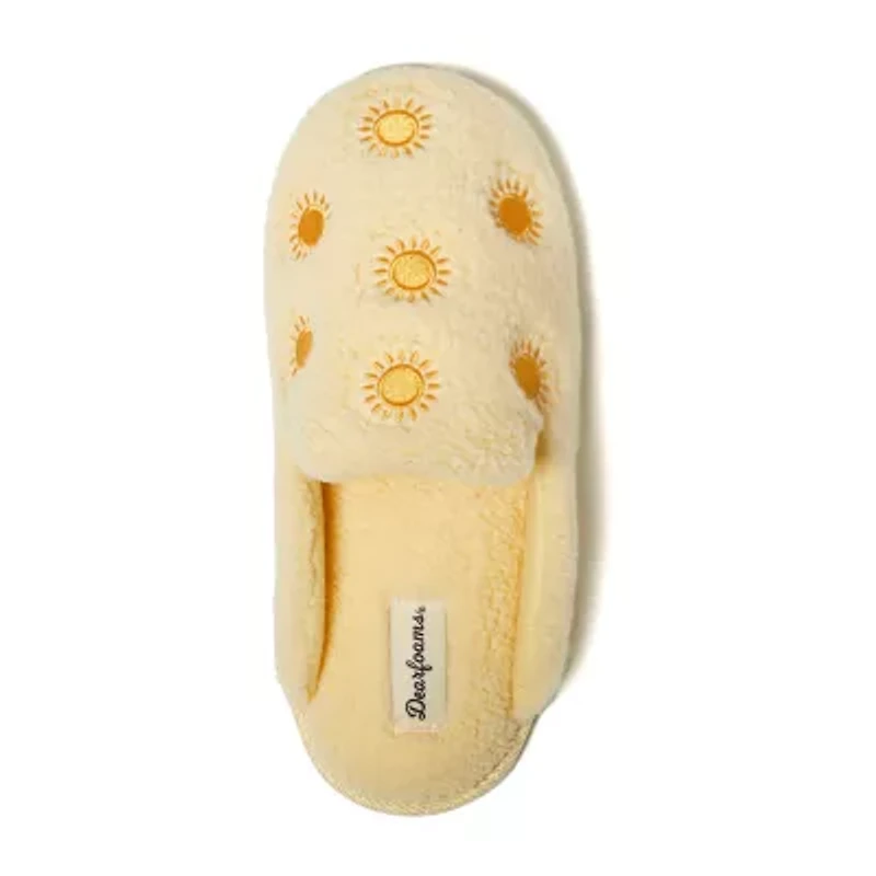 Dearfoams Teddy Tab Scuff Womens Memory Foam Slip-On Slippers