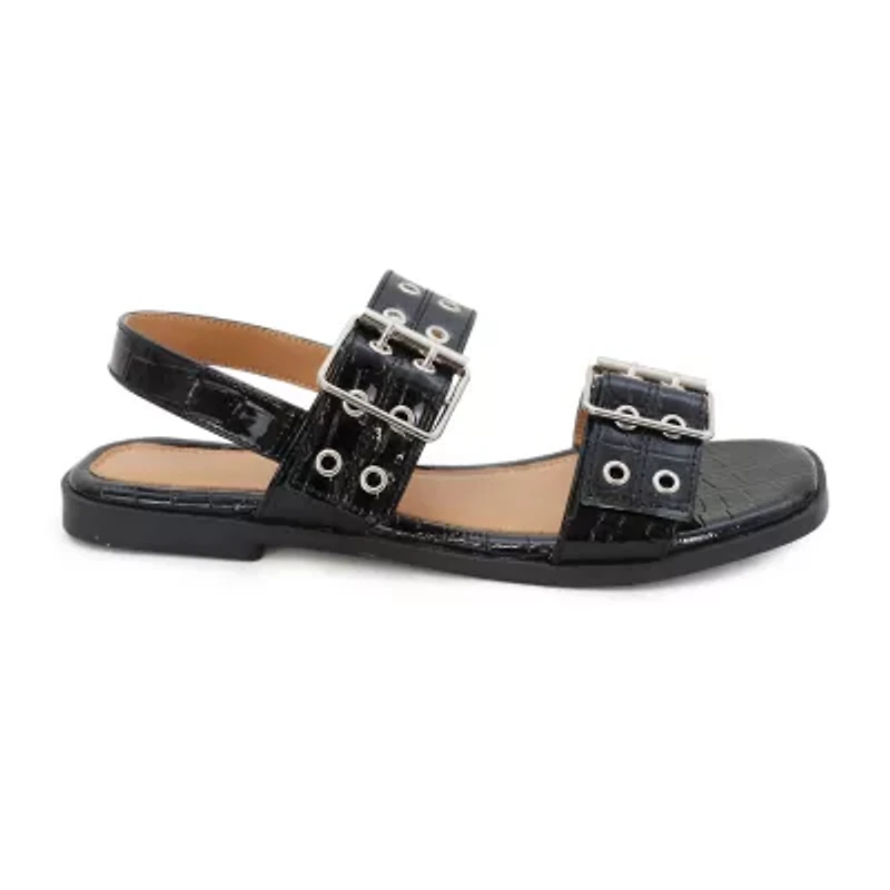 Yoki Womens Holly Slingback Strap Flat Sandals