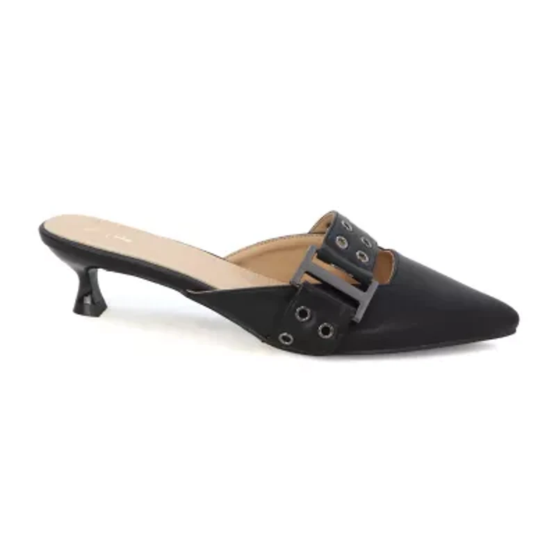 Yoki Kitya Womens Pointed Closed Toe Kitten Heel Pumps