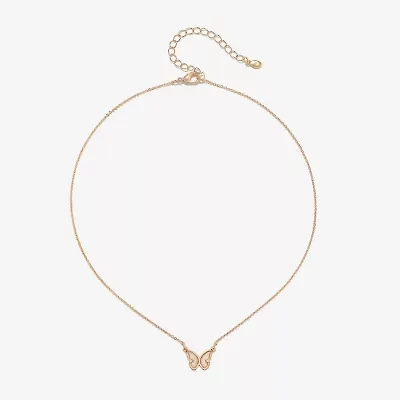 Bijoux Bar Delicates Gold Tone Womens Butterfly 16 Inch Pendant Necklace