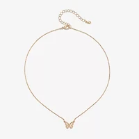 Bijoux Bar Delicates Gold Tone Womens Butterfly 16 Inch Pendant Necklace