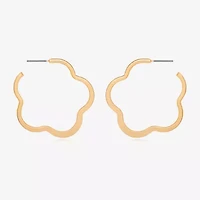 Bijoux Bar Delicates Gold Tone Womens Simulated Pearl 42.9mm Flower Hoop Earrings