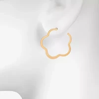 Bijoux Bar Delicates Gold Tone Womens Simulated Pearl 42.9mm Flower Hoop Earrings