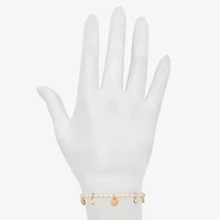 Bijoux Bar Delicates Gold Tone Womens Glass Simulated Pearl Butterfly Flower Heart Bolo Bracelet