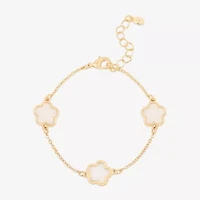 Bijoux Bar Delicates Gold Tone Womens Solid Link Flower Chain Bracelet