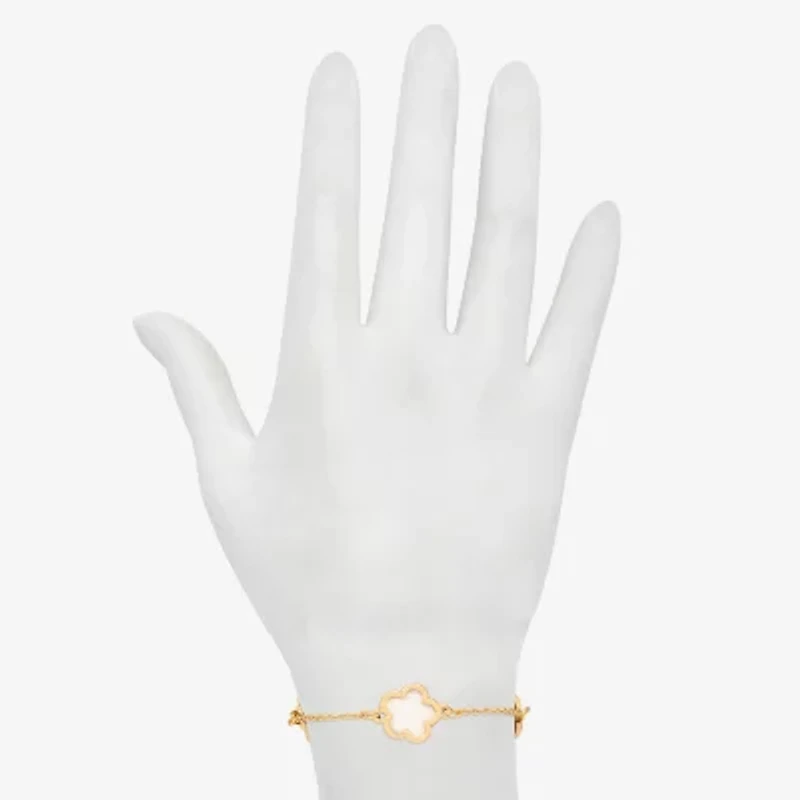 Bijoux Bar Delicates Gold Tone Womens Solid Link Flower Chain Bracelet