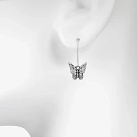 Bijoux Bar Delicates Silver Tone Womens Butterfly Drop Earrings