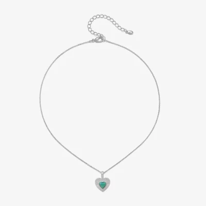 Bijoux Bar Delicates Silver Tone Womens Heart 16 Inch Pendant Necklace