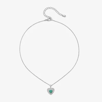Bijoux Bar Delicates Silver Tone Womens Heart 16 Inch Pendant Necklace