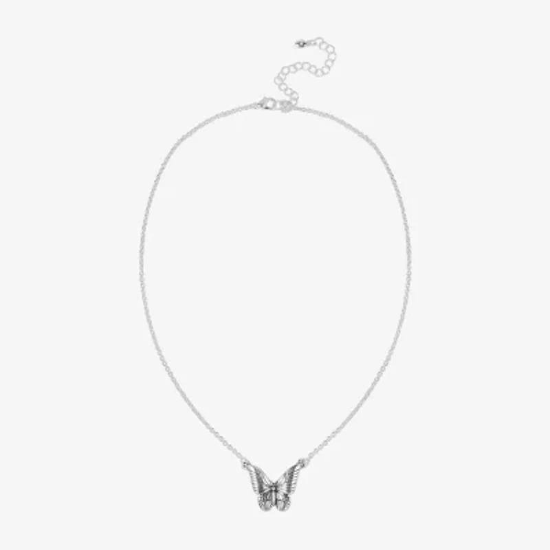 Bijoux Bar Delicates Silver Tone Womens Butterfly 16 Inch Pendant Necklace