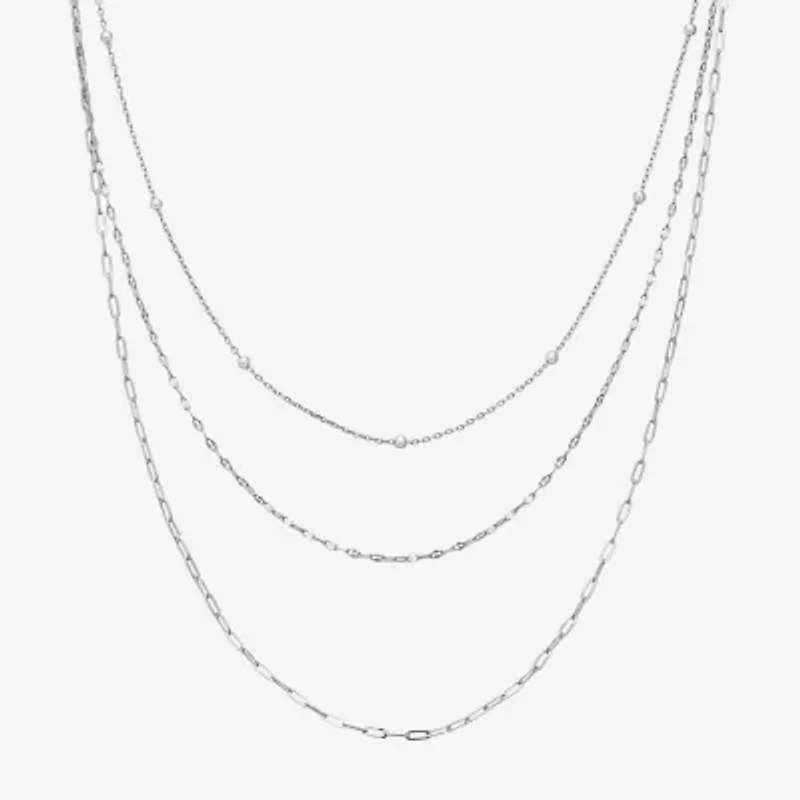 16/18/20 Inch Womens Pure Silver Over Brass Hypoallergenic 3-pc. Necklace Set