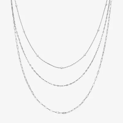 16/18/20 Inch Womens Pure Silver Over Brass Hypoallergenic 3-pc. Necklace Set