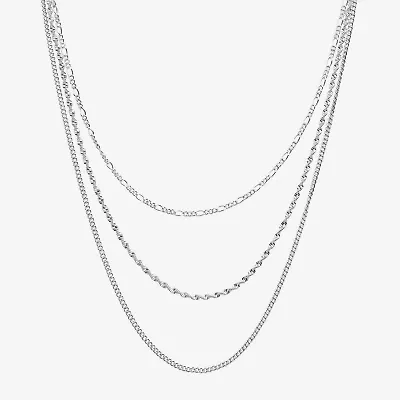 16/18/20 Inch Womens Pure Silver Over Brass Hypoallergenic 3-pc. Necklace Set