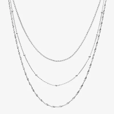 16/18/20 Inch Womens Pure Silver Over Brass Hypoallergenic 3-pc. Necklace Set