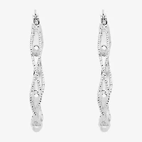 Silver Reflections Twisted Womens 42mm Hoop Earrings
