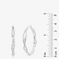 Silver Reflections Twisted Womens 42mm Hoop Earrings