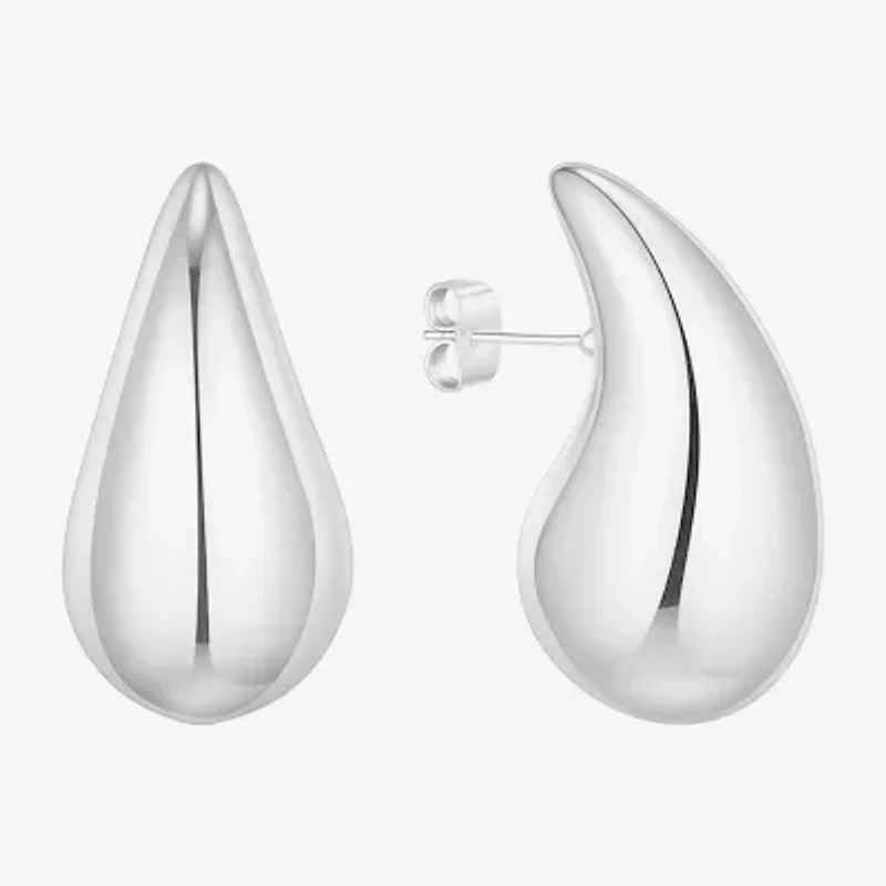 Silver Reflections Womens 22.5mm Hoop Earrings
