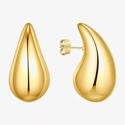 Silver Reflections Womens 14K Gold Over Brass 22.5mm Hoop Earrings