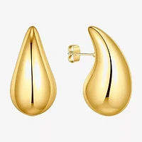 Silver Reflections Womens 14K Gold Over Brass 22.5mm Hoop Earrings