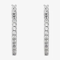 Silver Reflections Womens Cubic Zirconia 27.5mm Hoop Earrings