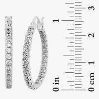 Silver Reflections Womens Cubic Zirconia 27.5mm Hoop Earrings