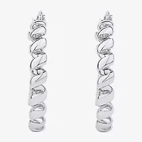 Silver Reflections Double Womens 38mm Hoop Earrings