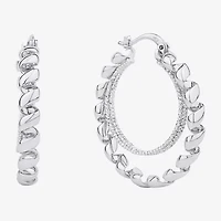 Silver Reflections Double Womens 38mm Hoop Earrings