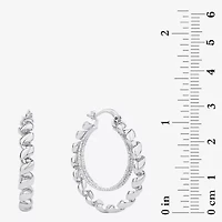 Silver Reflections Double Womens 38mm Hoop Earrings