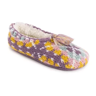 Muk Luks Tassel Knit Ballerina Womens 1 Pair Slipper Socks