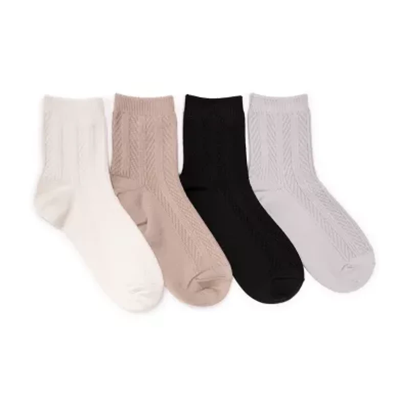 Muk Luks Microfiber Womens 4 Pair Crew Socks