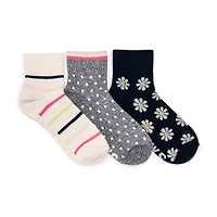 Muk Luks Compression Womens 3 Pair Quarter Ankle Socks