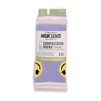 Muk Luks Cozy Compression Womens 3 Pair Crew Socks
