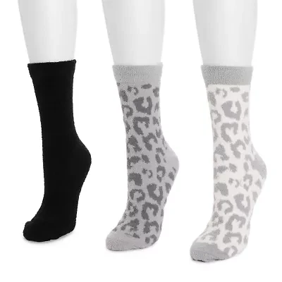 Muk Luks Cozy Compression Womens 3 Pair Crew Socks