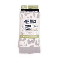 Muk Luks Cozy Compression Womens 3 Pair Crew Socks