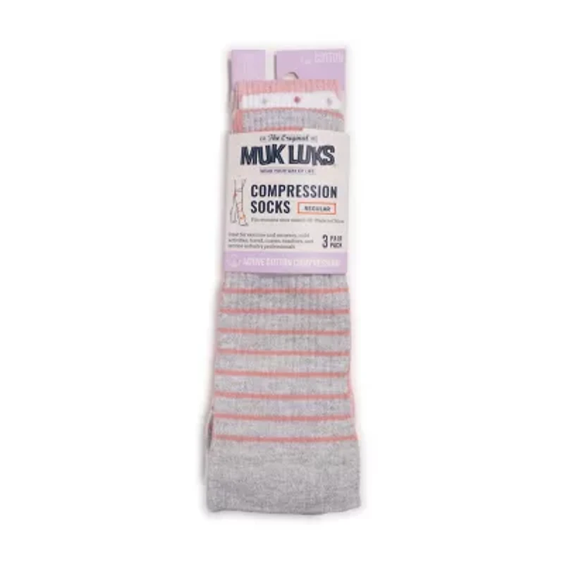 Muk Luks Compression Womens 3 Pair Knee High Socks