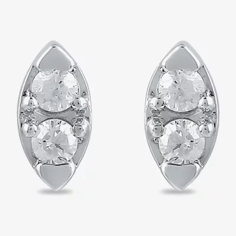 1/10 CT. T.W. Lab Grown White Diamond 10K White Gold 6mm Stud Earrings