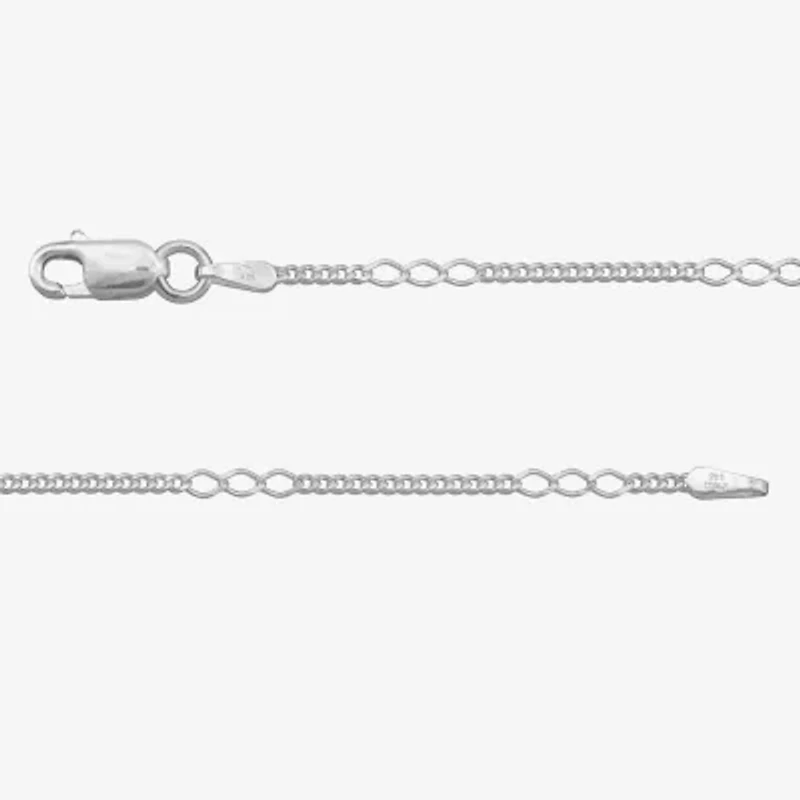 Made in Italy Womens Sterling Silver 9 1/2 Inch Solid Link Ankle Bracelet