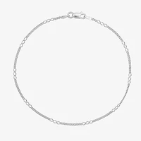 Made in Italy Womens Sterling Silver 9 1/2 Inch Solid Link Ankle Bracelet