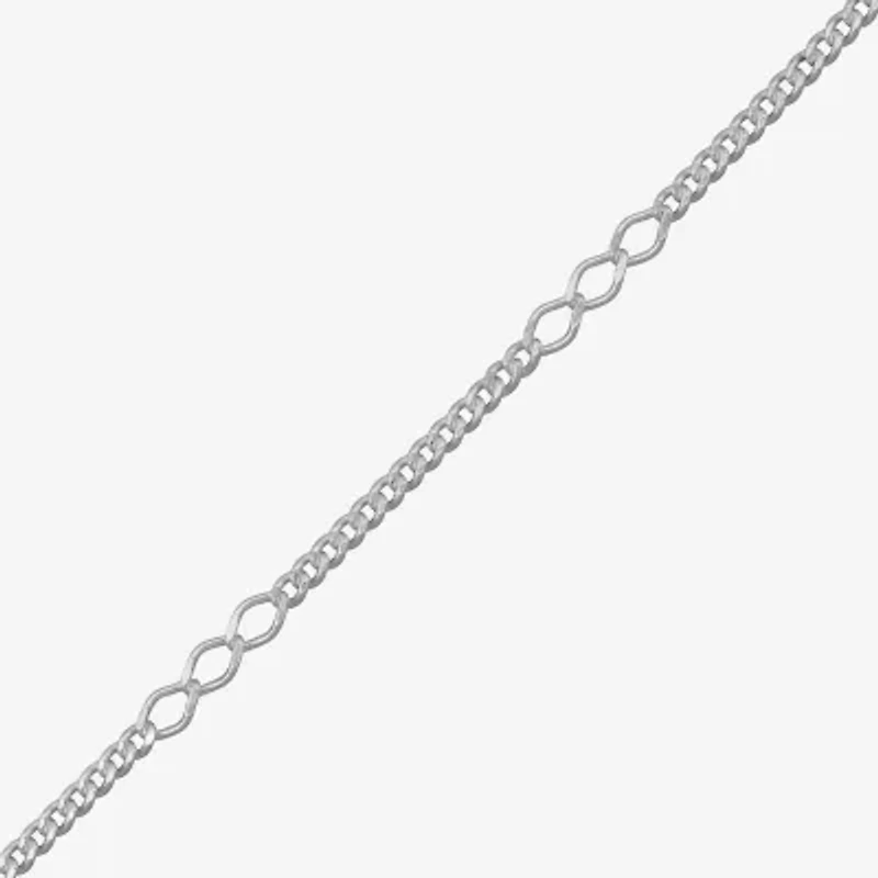 Made in Italy Womens Sterling Silver 9 1/2 Inch Solid Link Ankle Bracelet