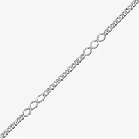 Made in Italy Womens Sterling Silver 9 1/2 Inch Solid Link Ankle Bracelet