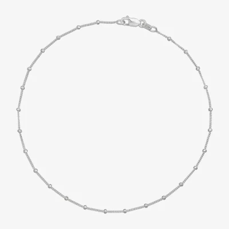 Made in Italy Womens Sterling Silver 9 1/2 Inch Solid Curb Ankle Bracelet