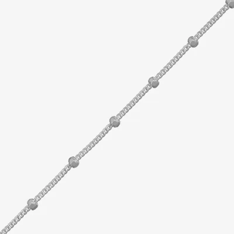 Made in Italy Womens Sterling Silver 9 1/2 Inch Solid Curb Ankle Bracelet