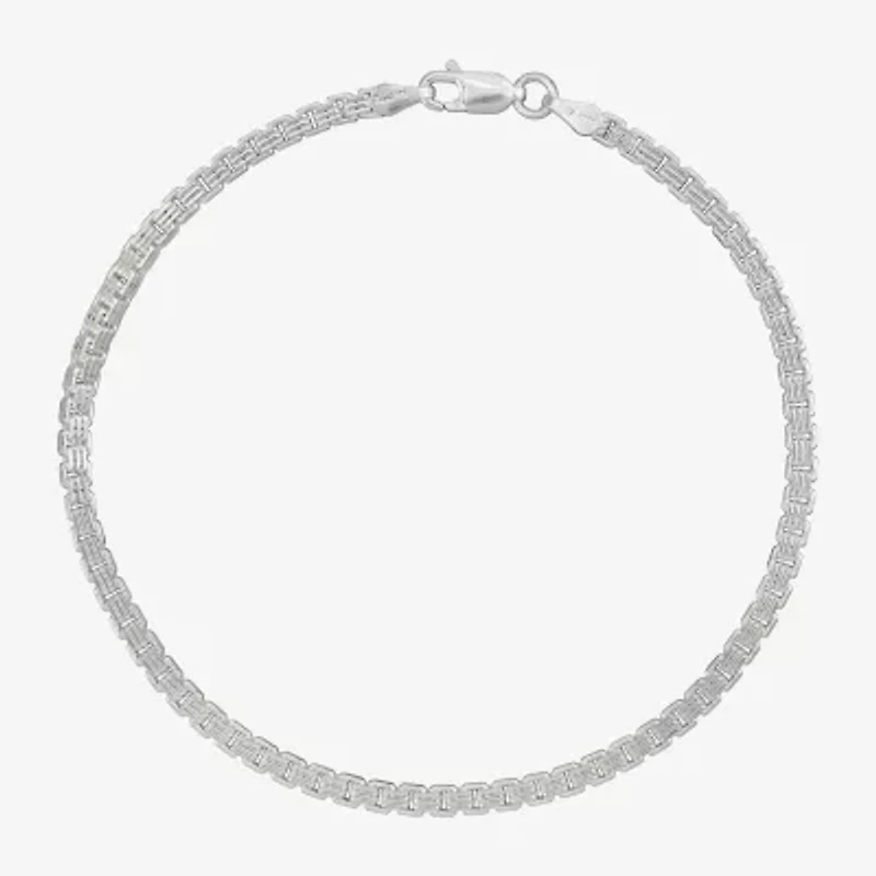 Made in Italy Mens Sterling Silver 8 1/2 Inch Solid Box Chain Bracelet